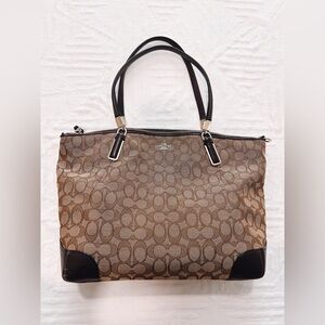 Coach Tan and Black Signature Tote
